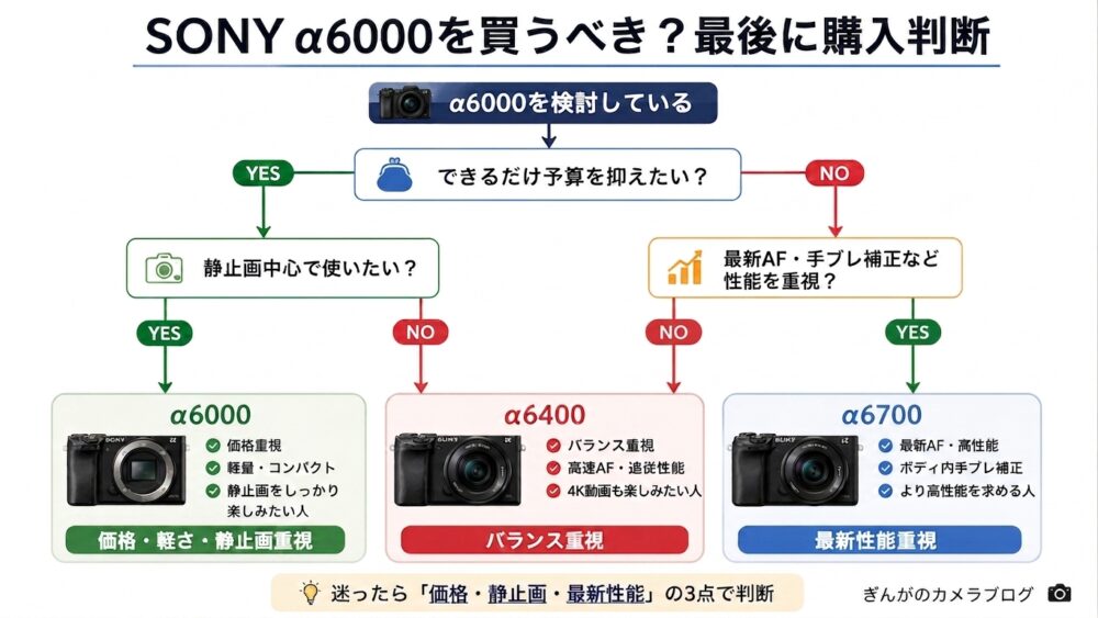 SONY α6000を買うべき人と他機種を検討すべき人の購入判断チャート